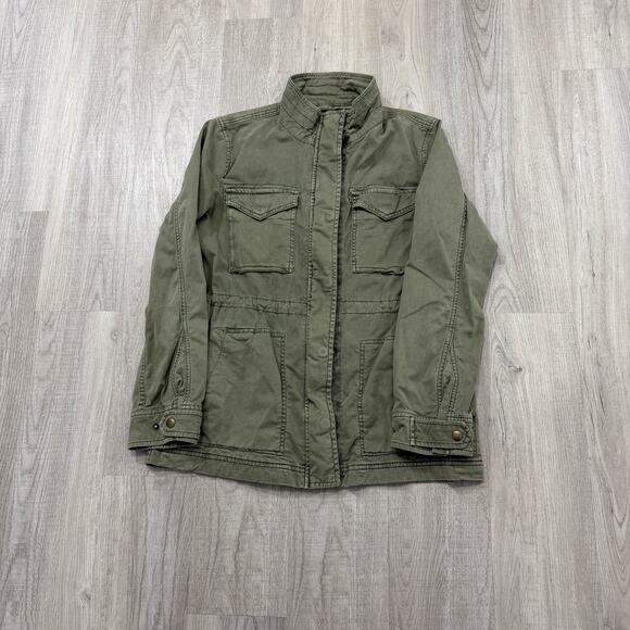 GAP Core Utility Jacket Womens Small Olive Green Babytwed Full Zip Army Military - Picture 2 of 9